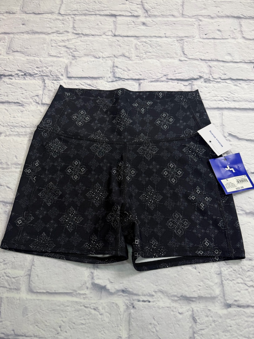 NWT Joy Lab Black Patterned High-Rise Bike Shorts. Workout. Activewear. Size S.